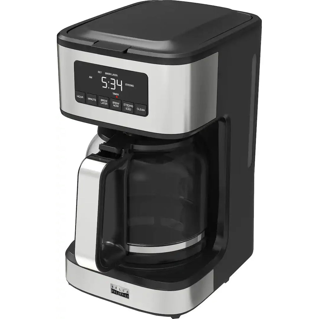 Bella PRO 12 Cup Programmable Coffee Maker, Stainless Steel