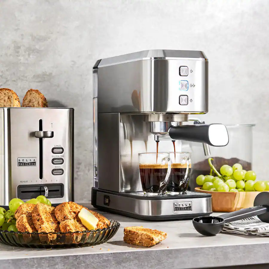 Bella PRO, 20 Bar Slim Espresso Machine, Stainless Steel