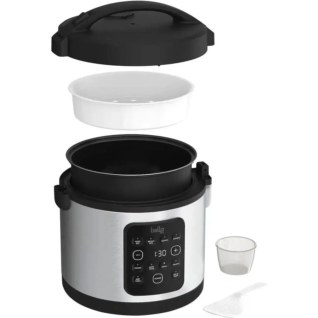 Bella PRO 20 Cup Digital Rice Cooker, Stainless Steel