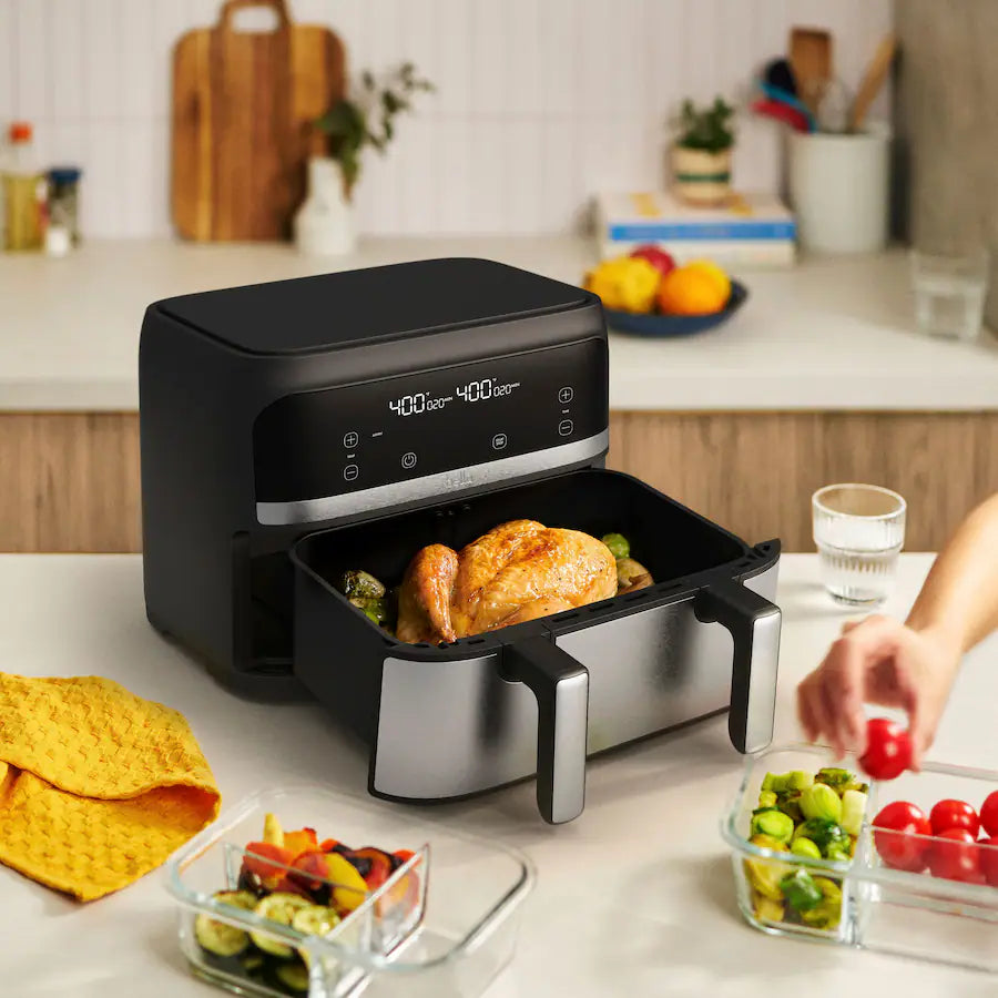 Bella PRO 4 Quart TriZone Touchscreen Air Fryer, Stainless Steel