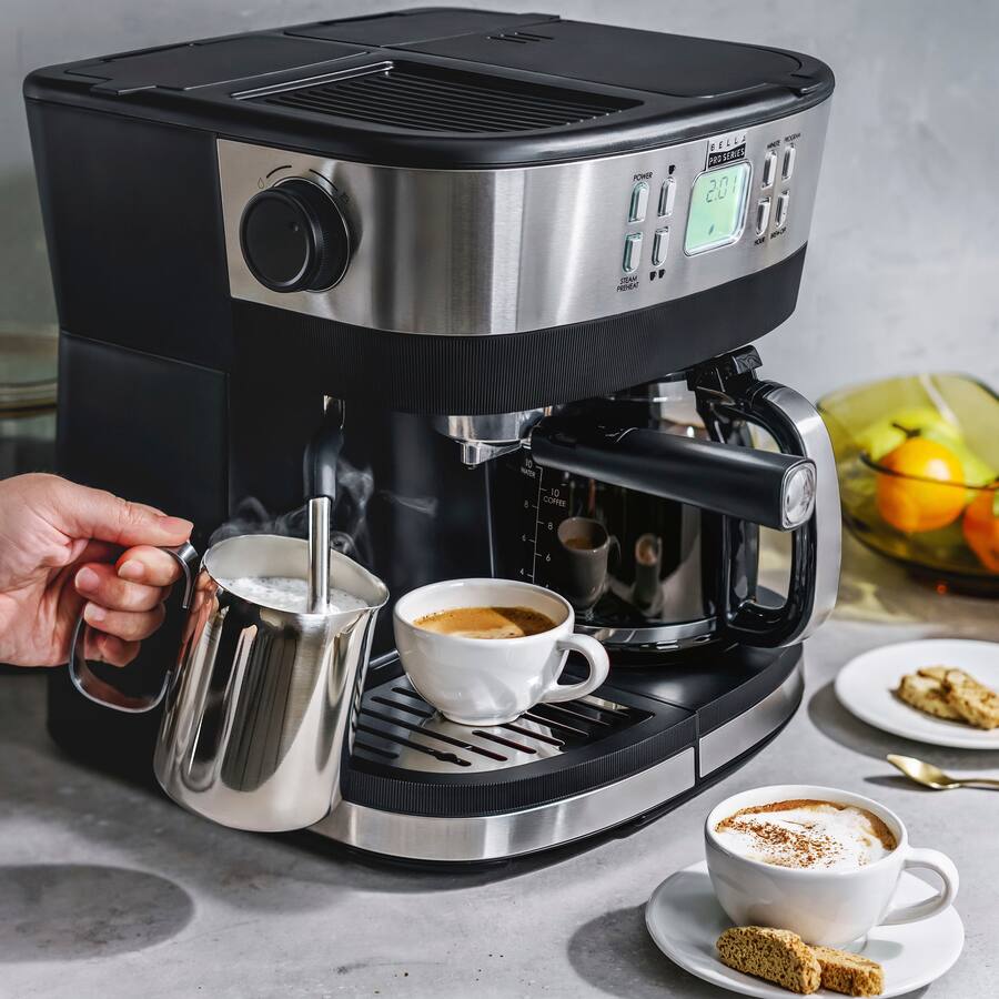 Bella PRO Combo 19 Bar Espresso & 10 Cup Drip Coffee Maker, Stainless Steel
