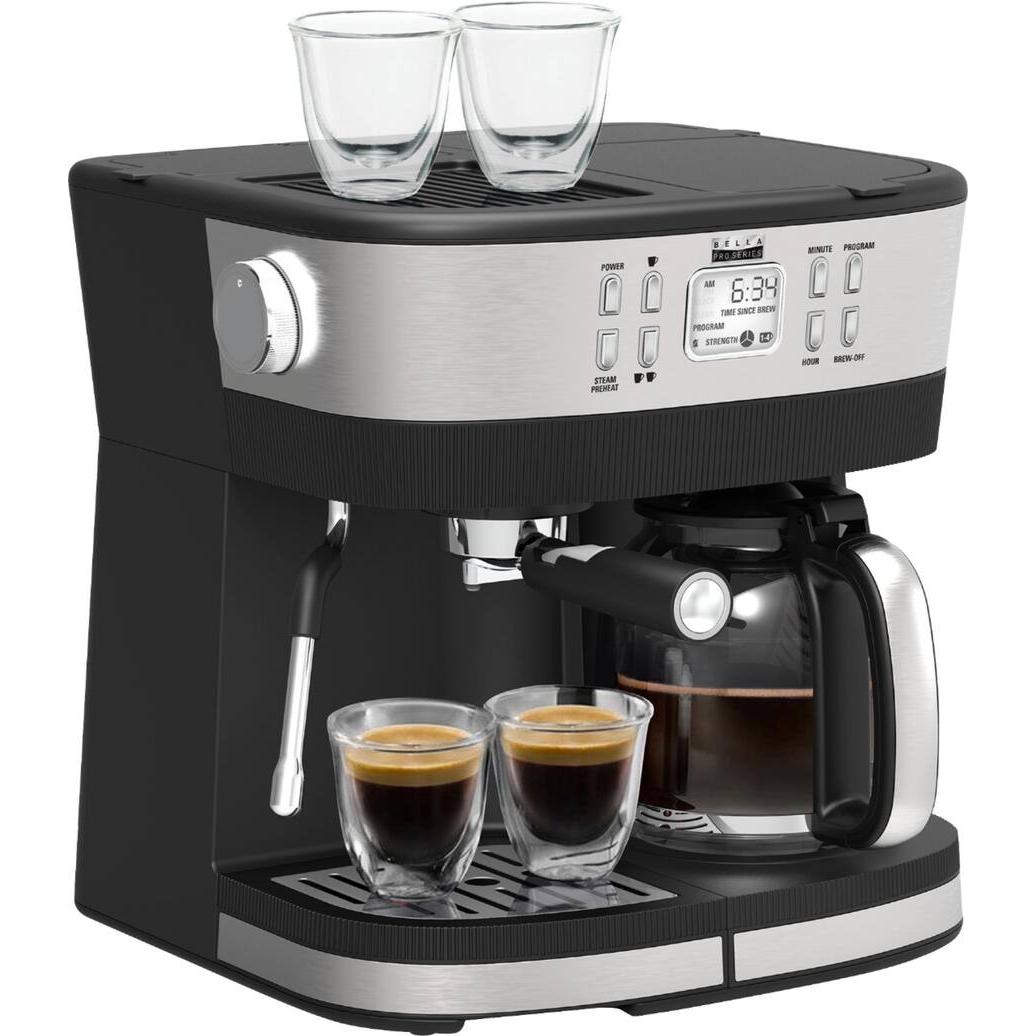 Bella PRO Combo Espresso & Drip Coffee Maker, Stainless Steel