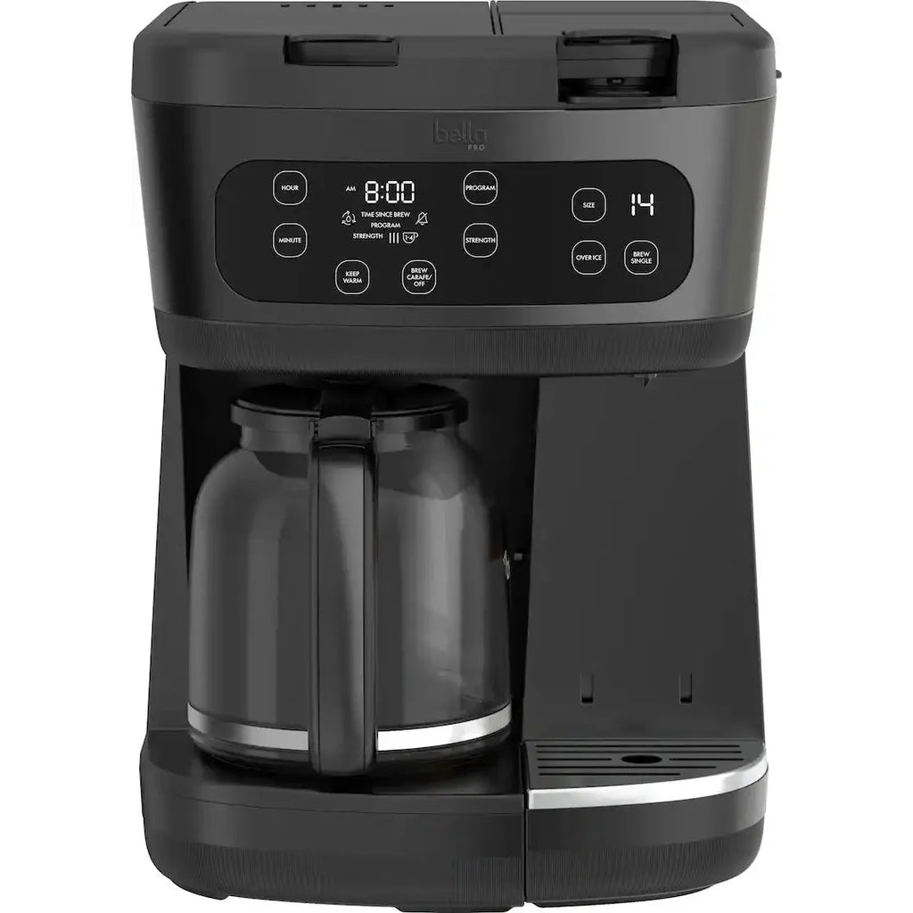 Bella PRO MultiBrew 12 Cup Drip And Single Serve Coffee Maker, Black
