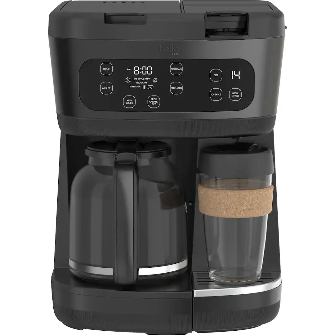 Bella PRO MultiBrew 12 Cup Drip And Single Serve Coffee Maker, Black