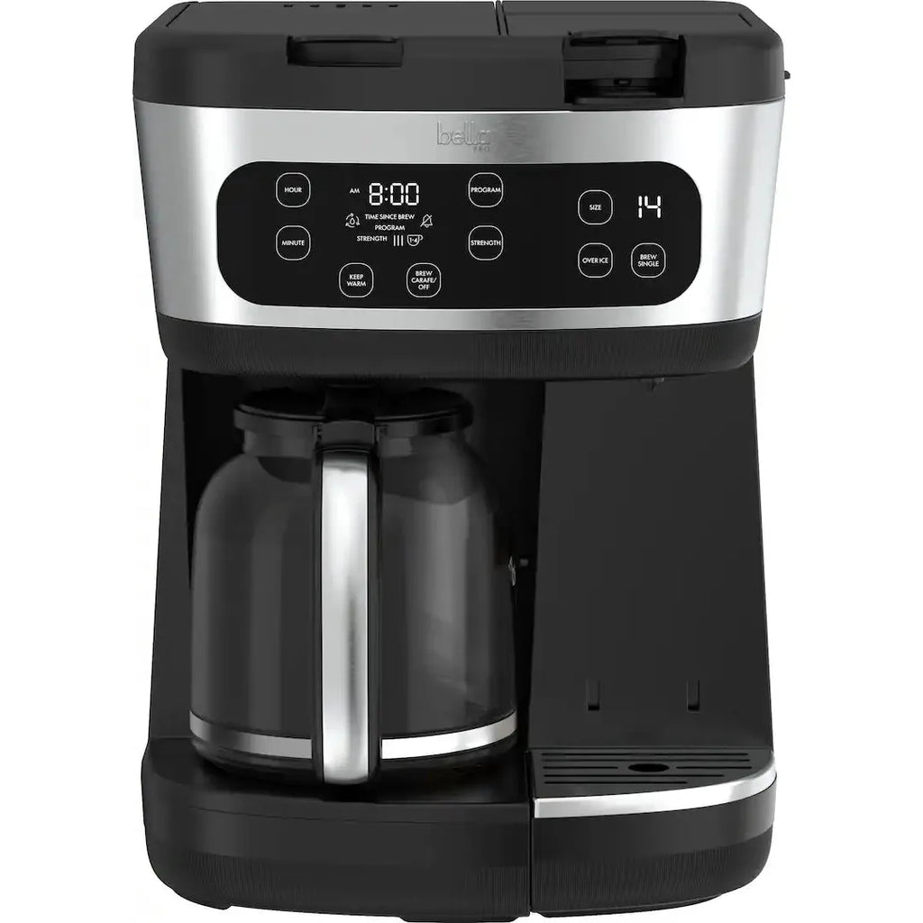 Bella PRO MultiBrew 12 Cup Drip And Single Serve Coffee Maker, Stainless Steel