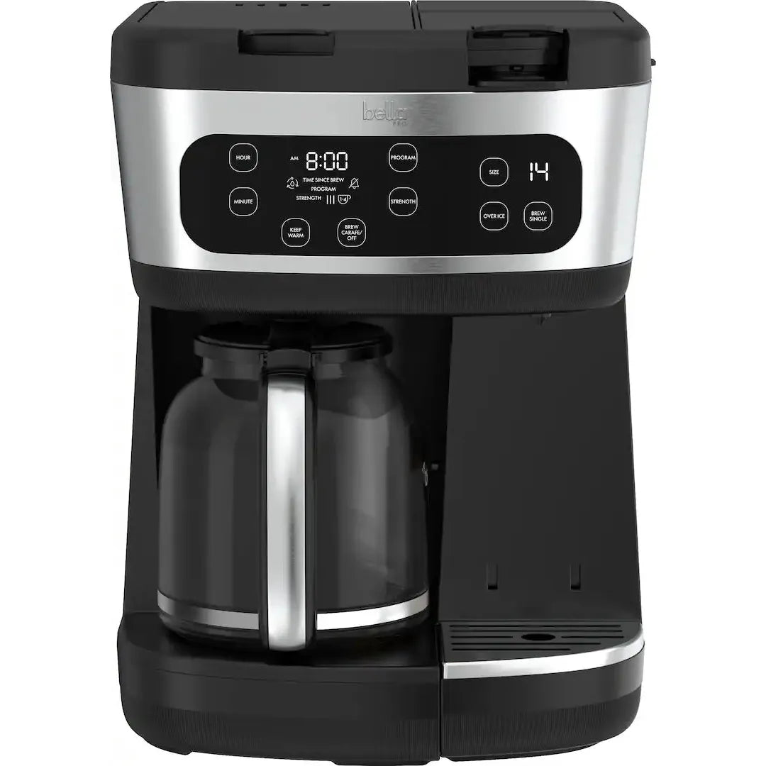 Bella PRO MultiBrew 12 Cup Drip And Single Serve Coffee Maker, Stainless Steel