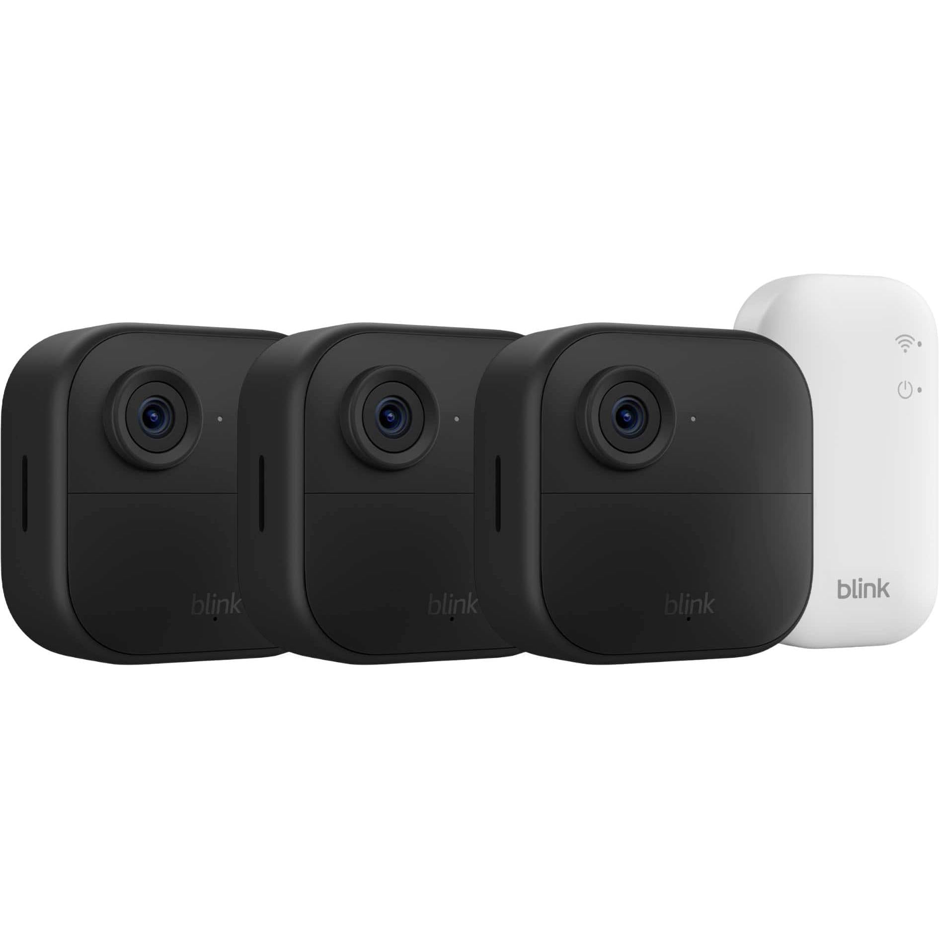 Blink Outdoor 4 – Wireless smart security camera, two-year battery life, 1080p HD. Sync Module Core included – 3 Cameras, Black