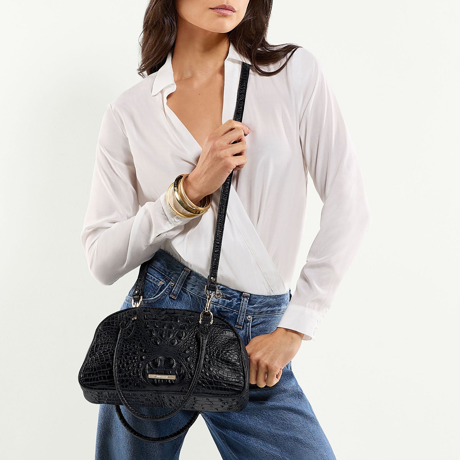 Brahmin Belcanto Collection Angie Satchel, Taupe