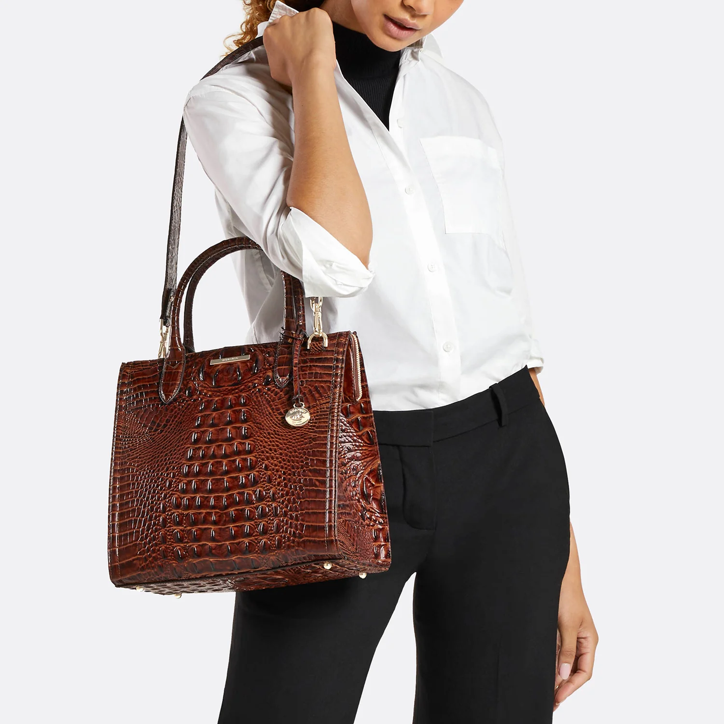 Brahmin Melbourne Collection Caroline Satchel, Rose Water