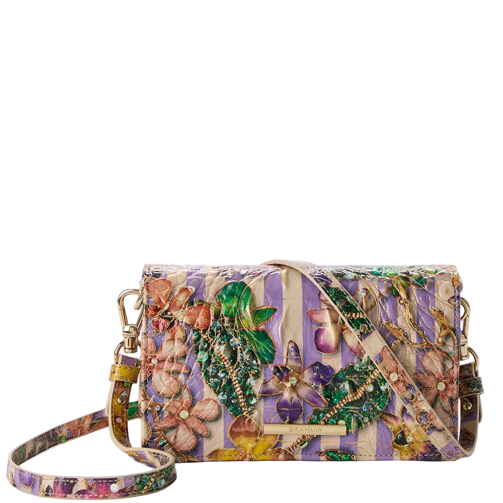 Brahmin Melbourne Collection Minuette Crossbody, Pinstripe Petals