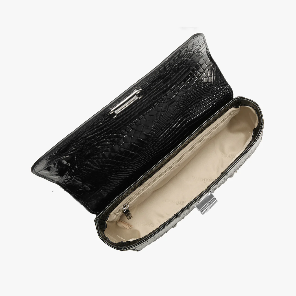 Brahmin Melbourne Collection Rosa Crossbody, Black / Silver Hardware
