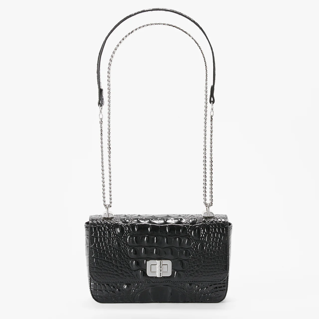 Brahmin Melbourne Collection Rosa Crossbody, Black / Silver Hardware