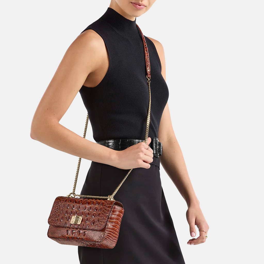 Brahmin Melbourne Collection Rosa Crossbody, Black / Silver Hardware