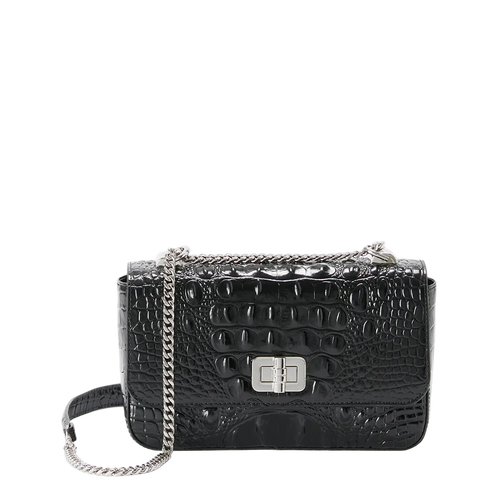 Brahmin Melbourne Collection Rosa Crossbody, Black / Silver Hardware