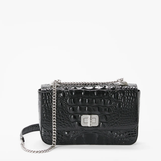 Brahmin Melbourne Collection Rosa Crossbody, Black / Silver Hardware