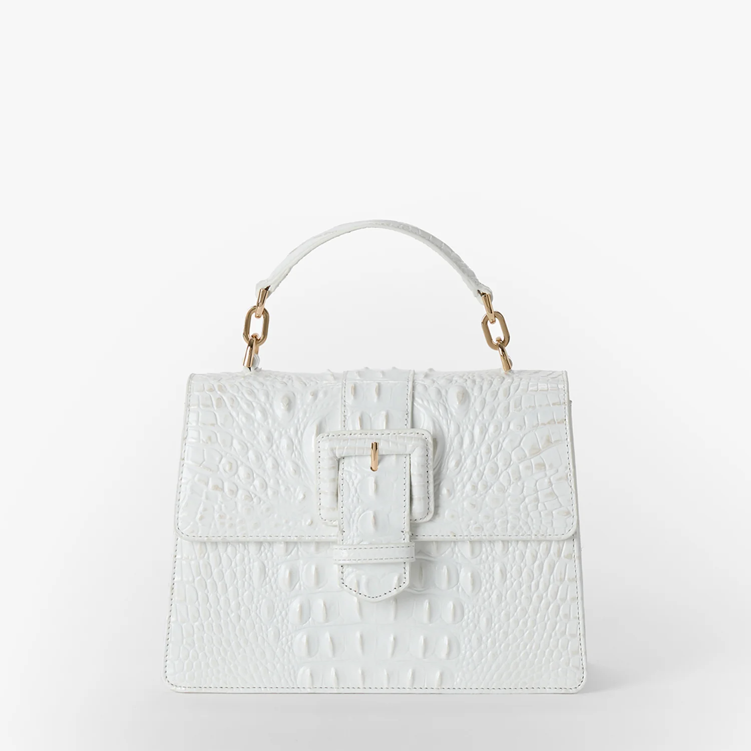 Brahmin Melbourne Collection Small Hallie Satchel, Sea Salt White