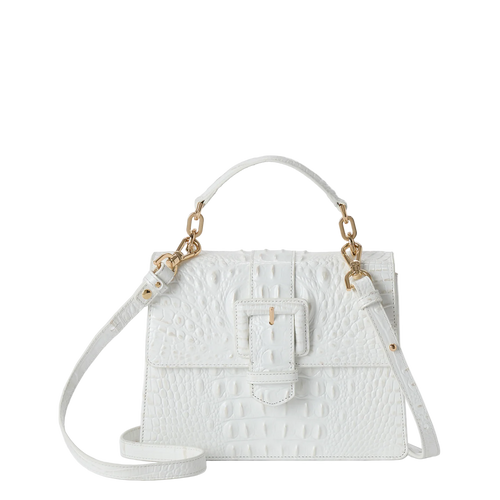 Brahmin Melbourne Collection Small Hallie Satchel, Sea Salt White