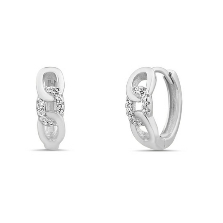 CZ Link Huggie Earrings