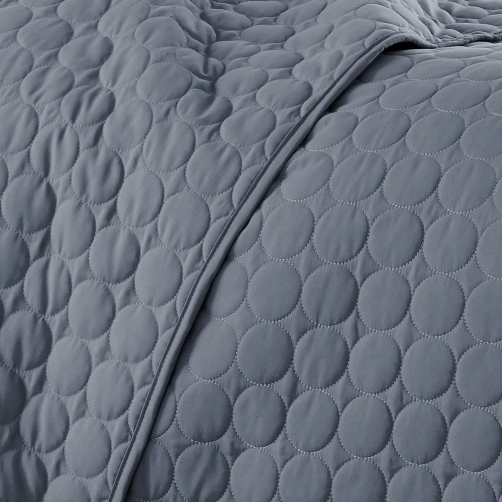 Circles Classic Quilt Set, Steel Blue