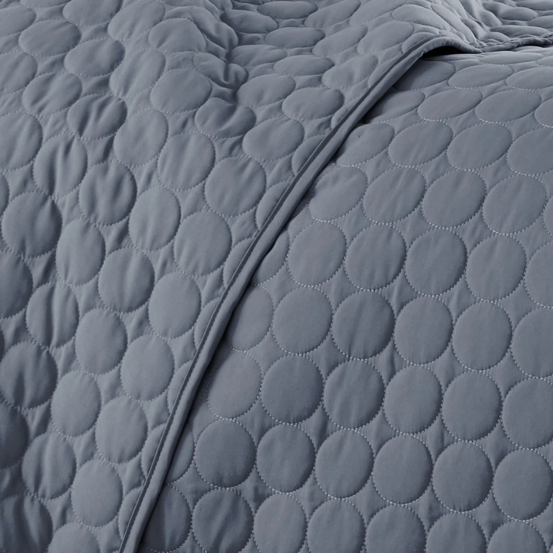 Circles Classic Quilt Set, Steel Blue