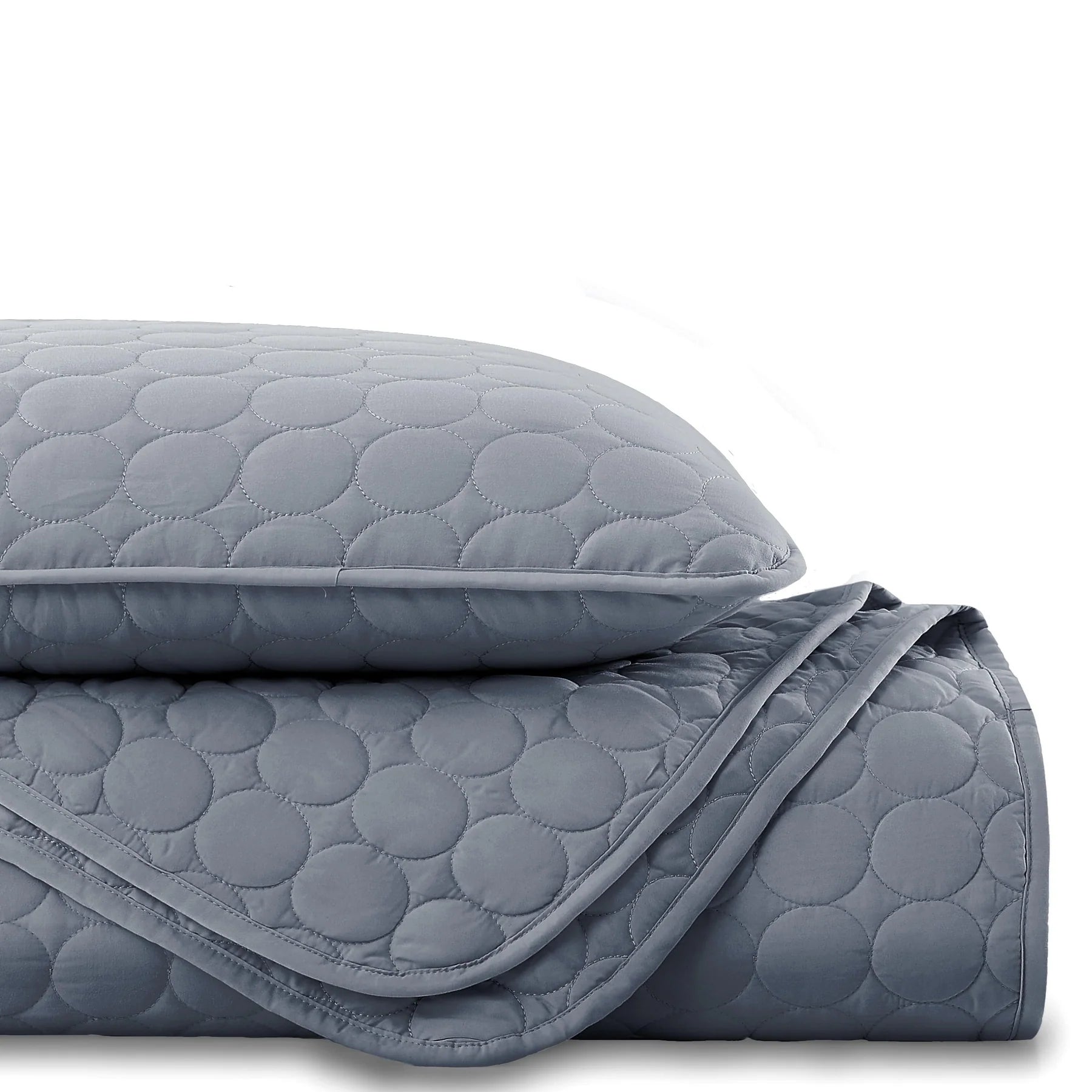 Circles Classic Quilt Set, Steel Blue