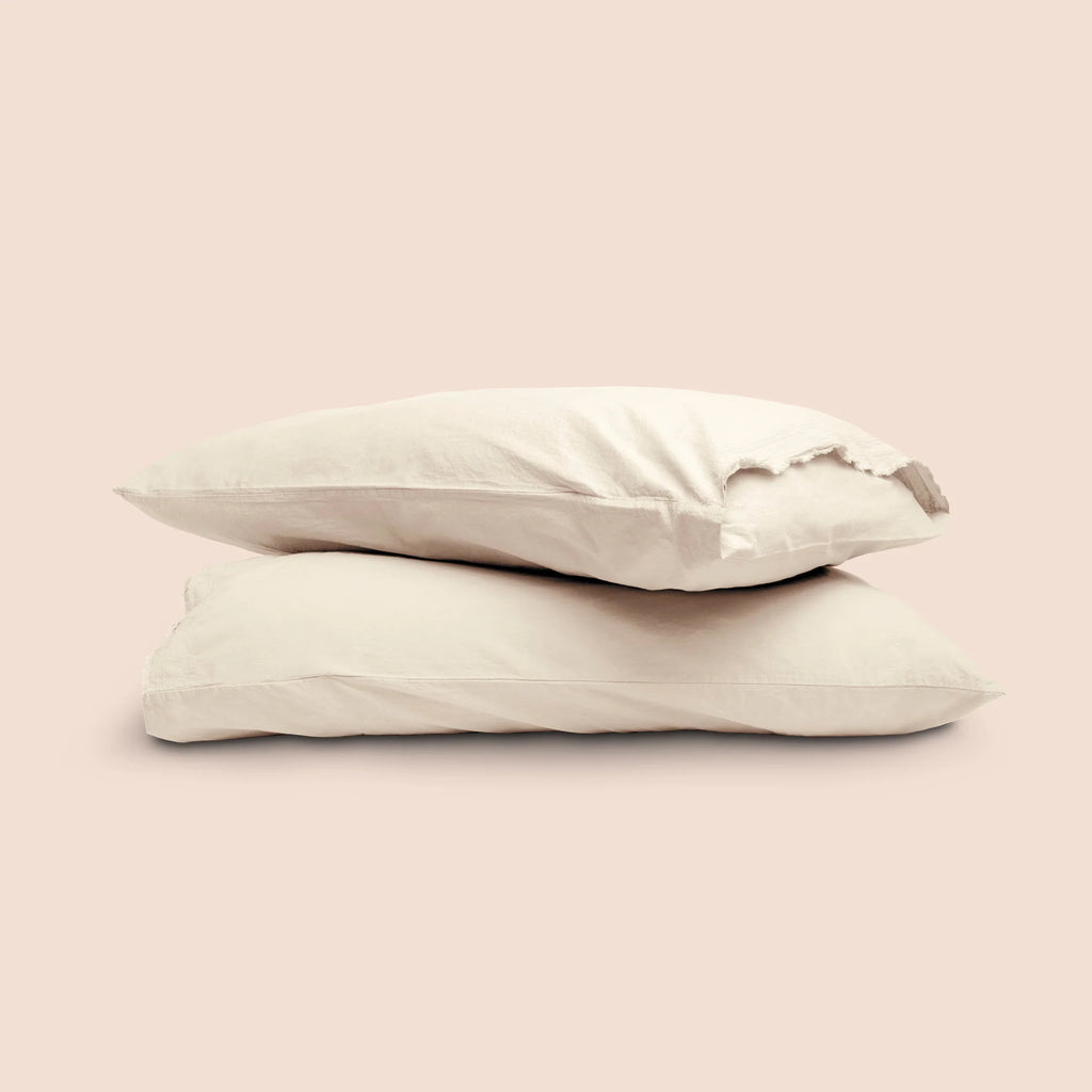Dr. Weil Garmet Washeed Percale Sheets, Ecru