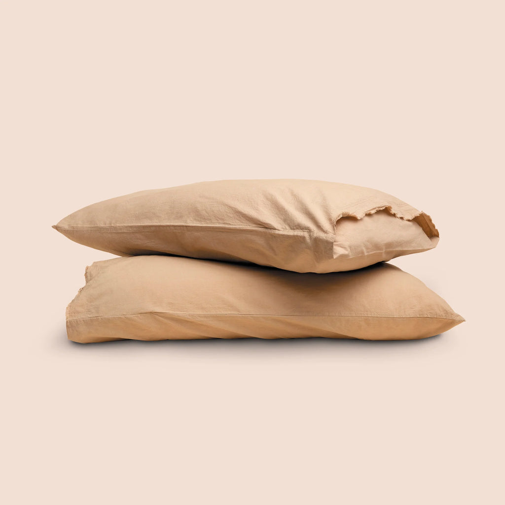 Dr. Weil Garmet Washeed Percale Sheets, Ochre