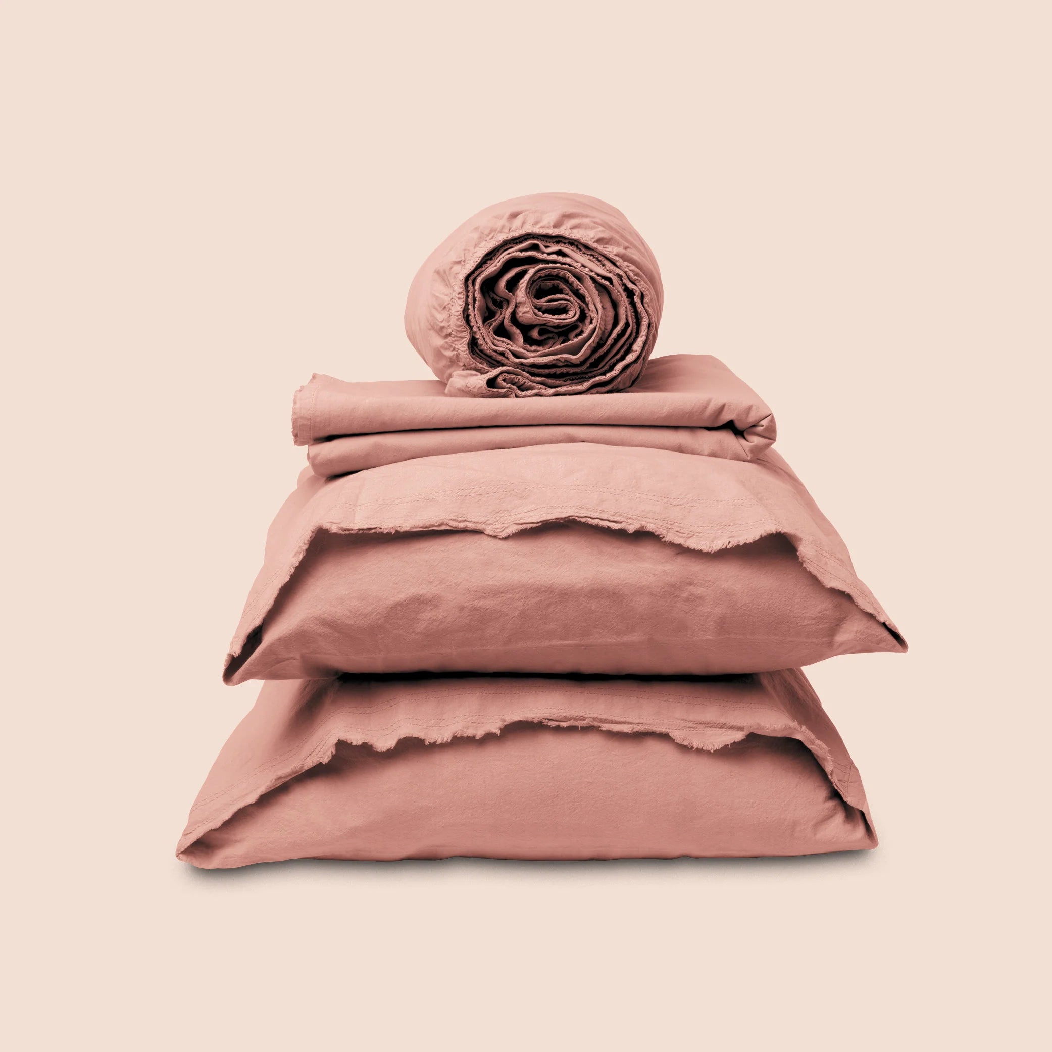 Dr. Weil Garmet Washeed Percale Sheets, Pink Sandstone