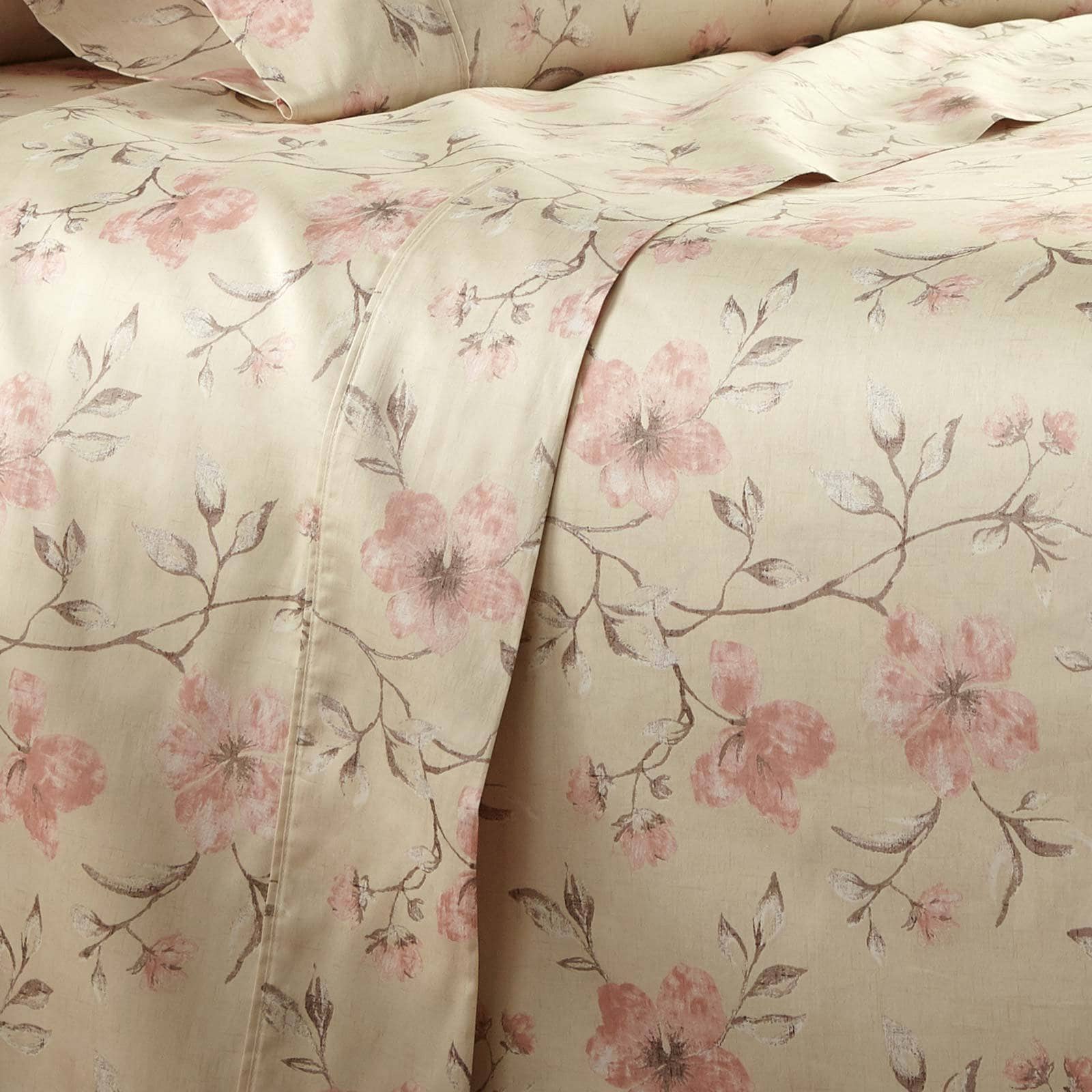 Extra Deep Wild Rose Sateen Sheet Set, Warm Sand