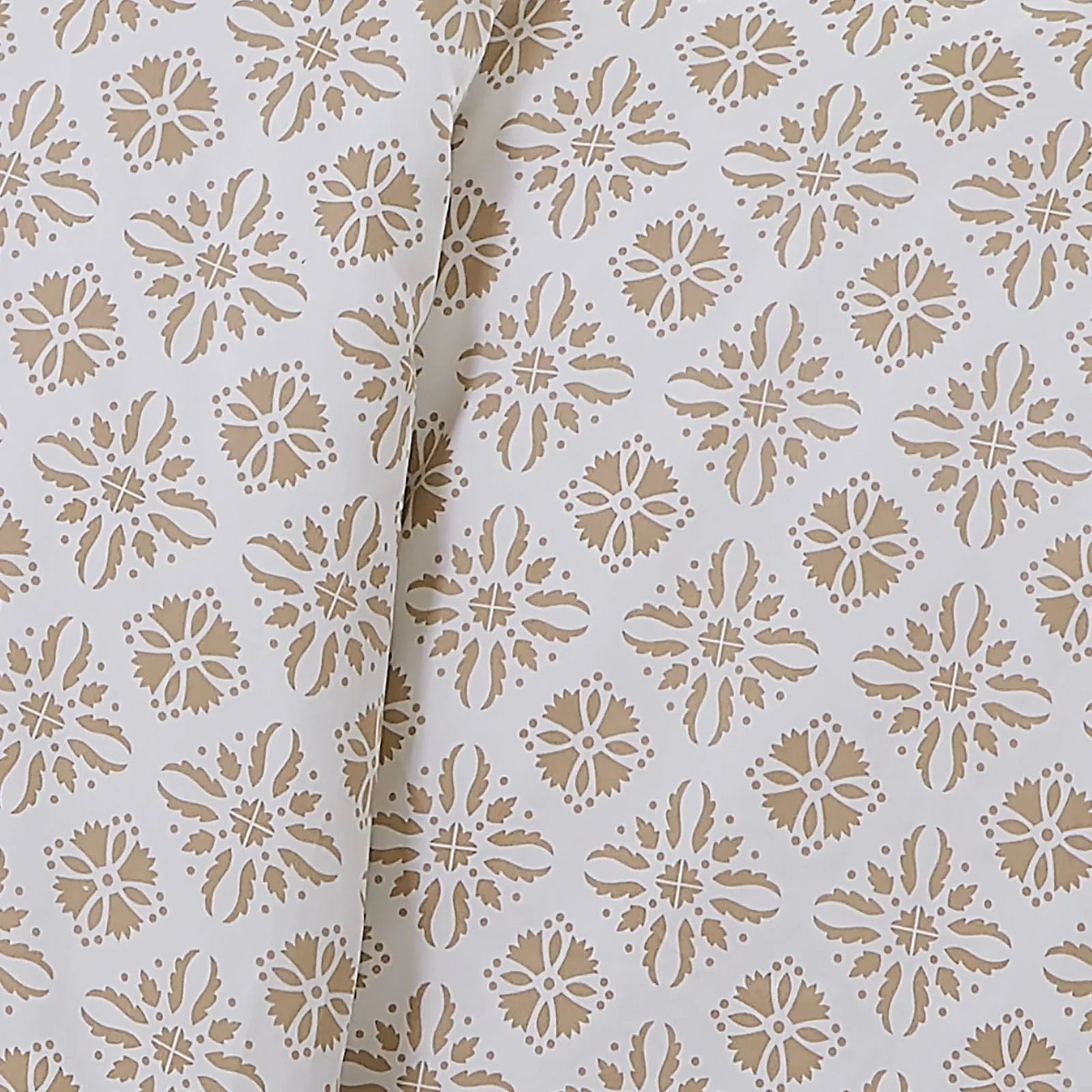 Floral Block Print Duvet Cover Set, Taupe