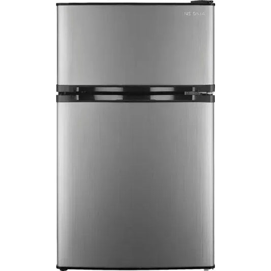 Insiginia Mini Fridge with Top Freezer, Stainless Steel