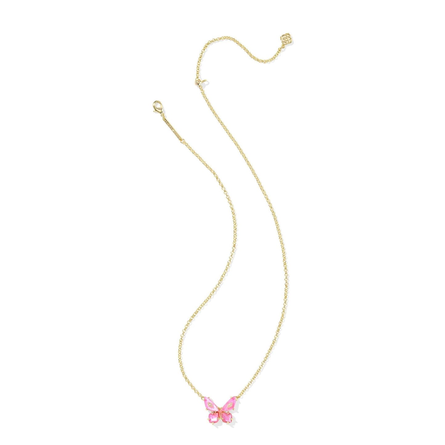 Kendra Scott Bianca Butterfly Gold Short Pendant Necklace - Pink