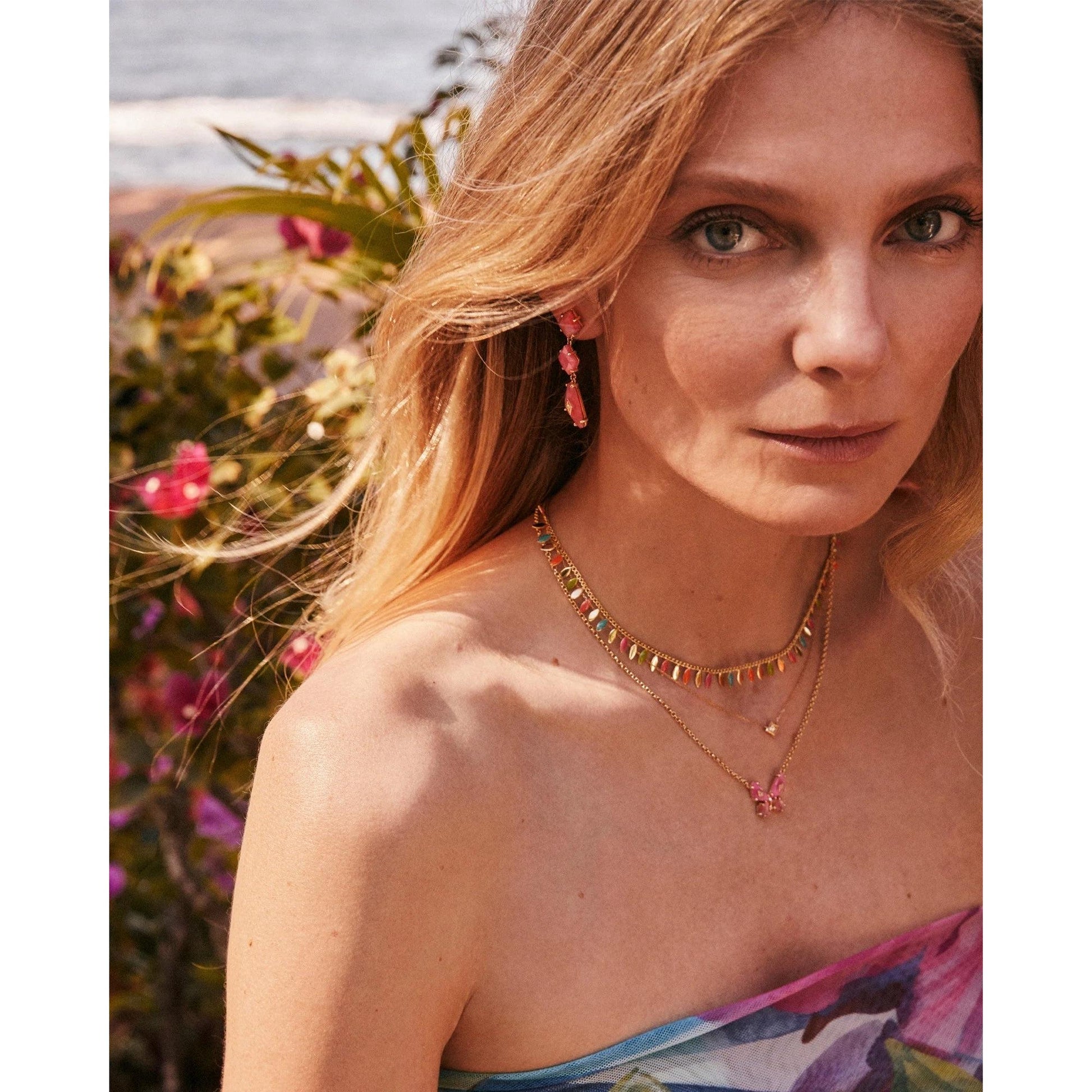 Kendra Scott Bianca Butterfly Gold Short Pendant Necklace - Pink