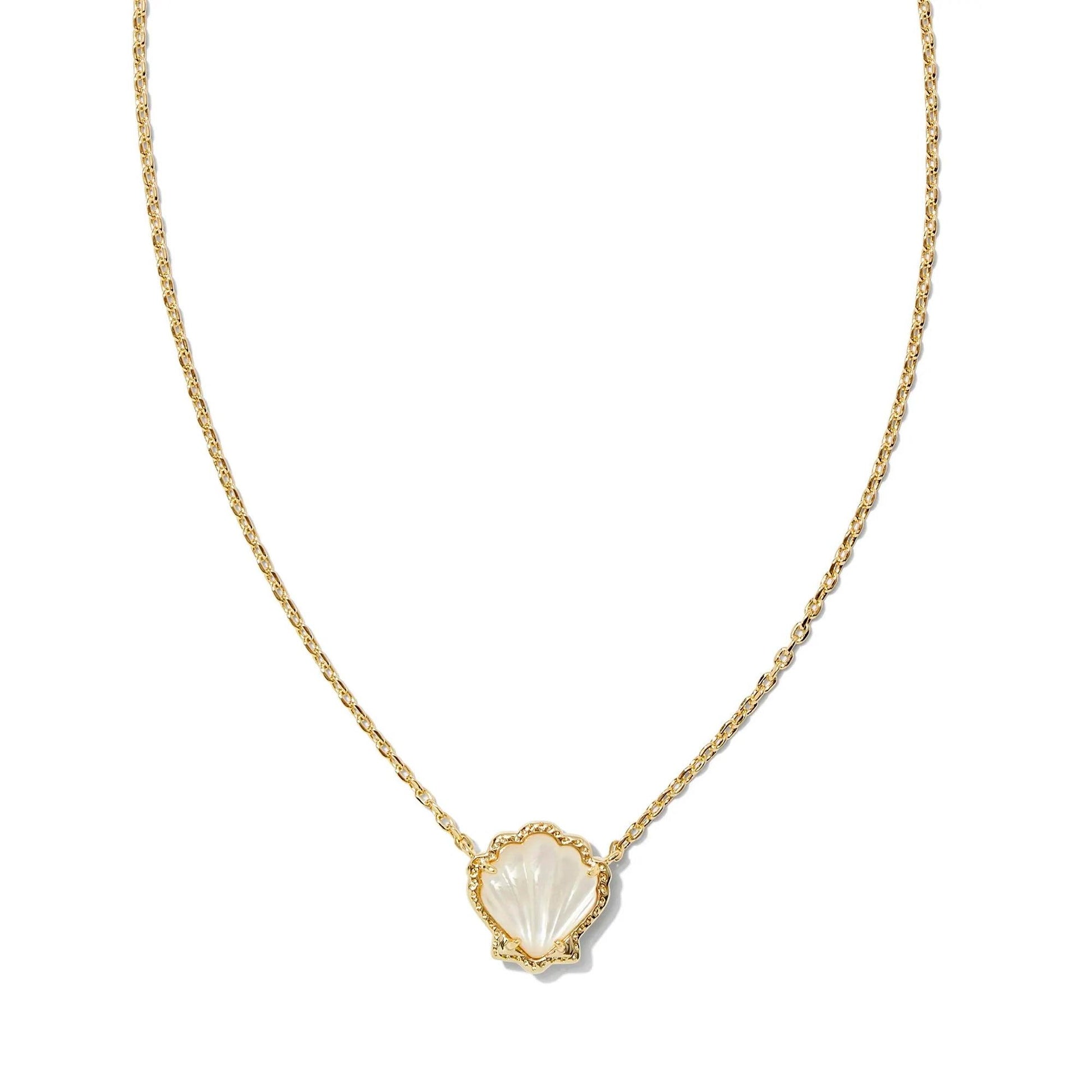 Kendra Scott Brynne Shell Gold Short Pendant Necklace - Ivory Mother-of-Pearl