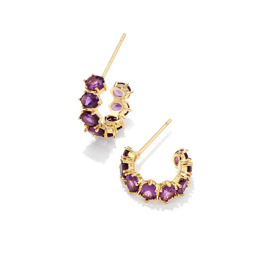 Kendra Scott Cailin Huggie Earrings, Purple Crystal