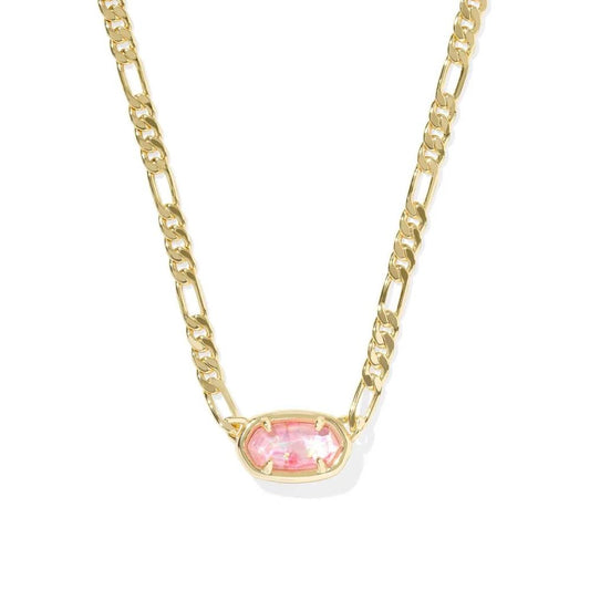 Kendra Scott Elisa Figaro Chain Short Pendant Necklace, Pink Iridescent Mother-of-Pearl