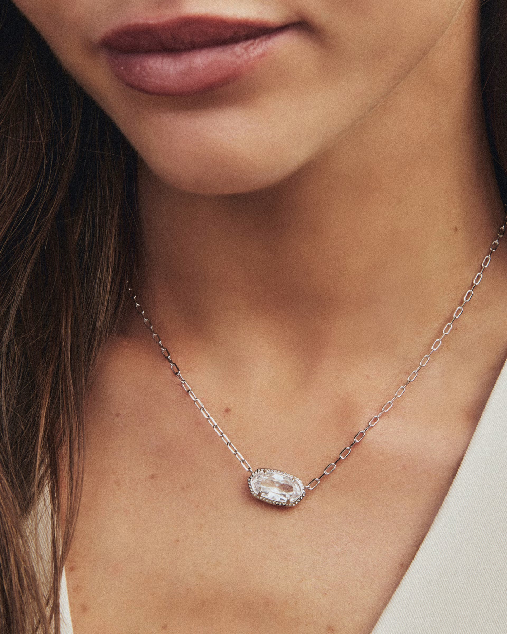 Kendra Scott Elisa Luxe Silver Necklace, White CZ