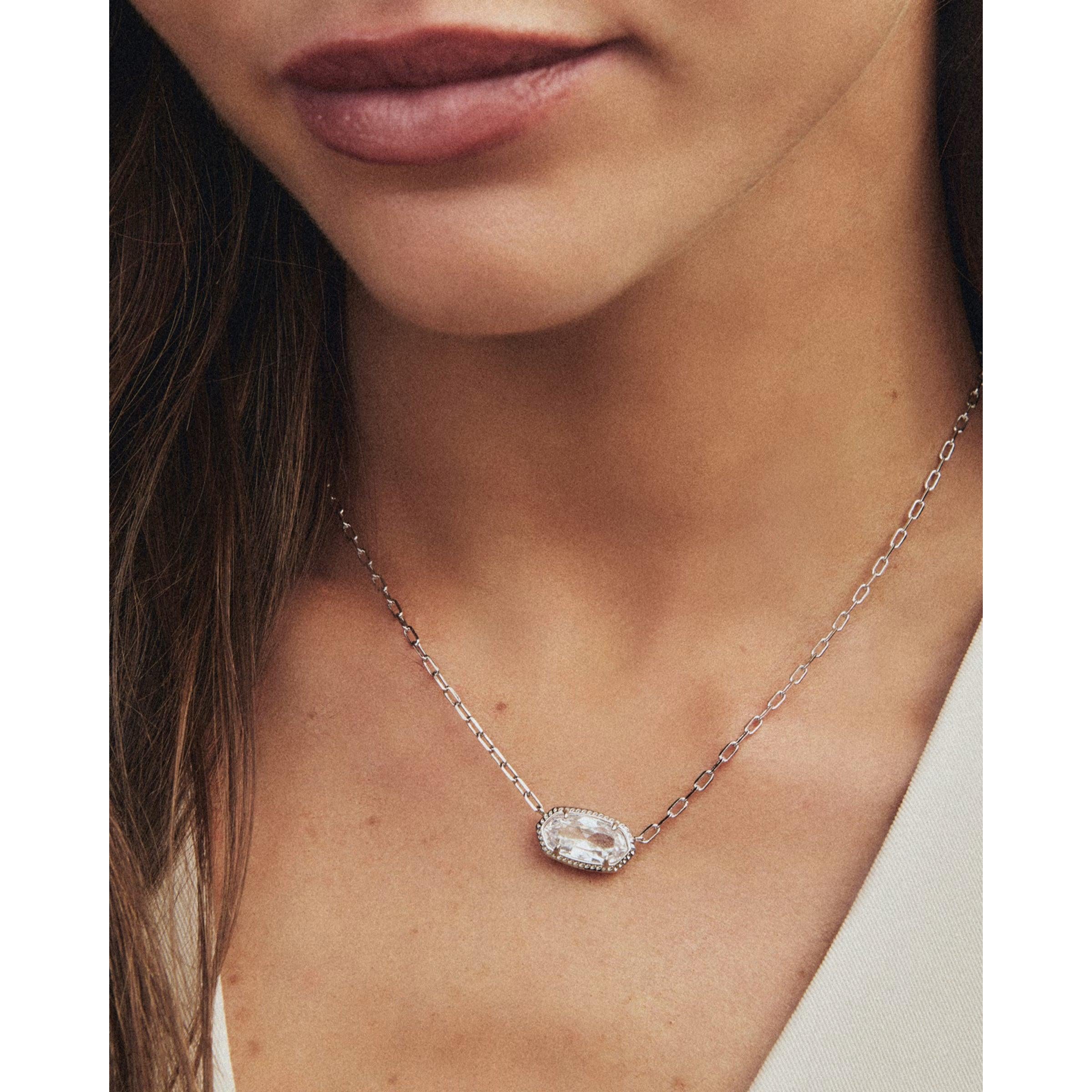 Kendra Scott Elisa Luxe Silver Necklace, White CZ
