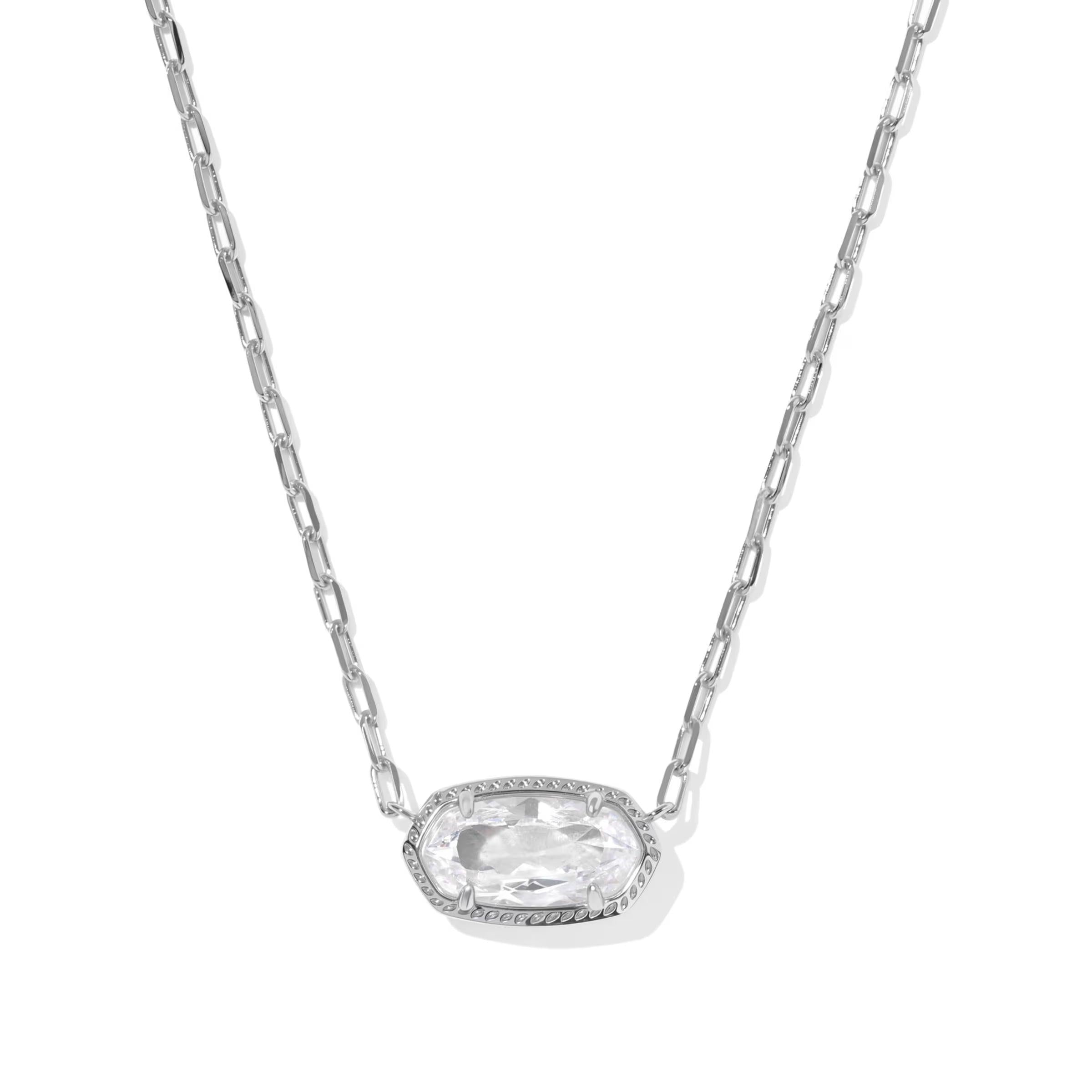 Kendra Scott Elisa Luxe Silver Necklace, White CZ