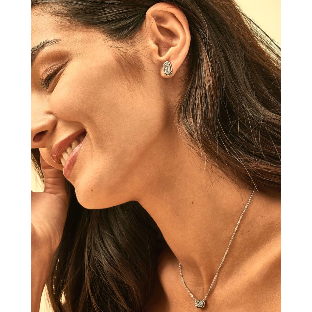 Kendra Scott Grayson Short Pendant Necklace, Platinum Drusy