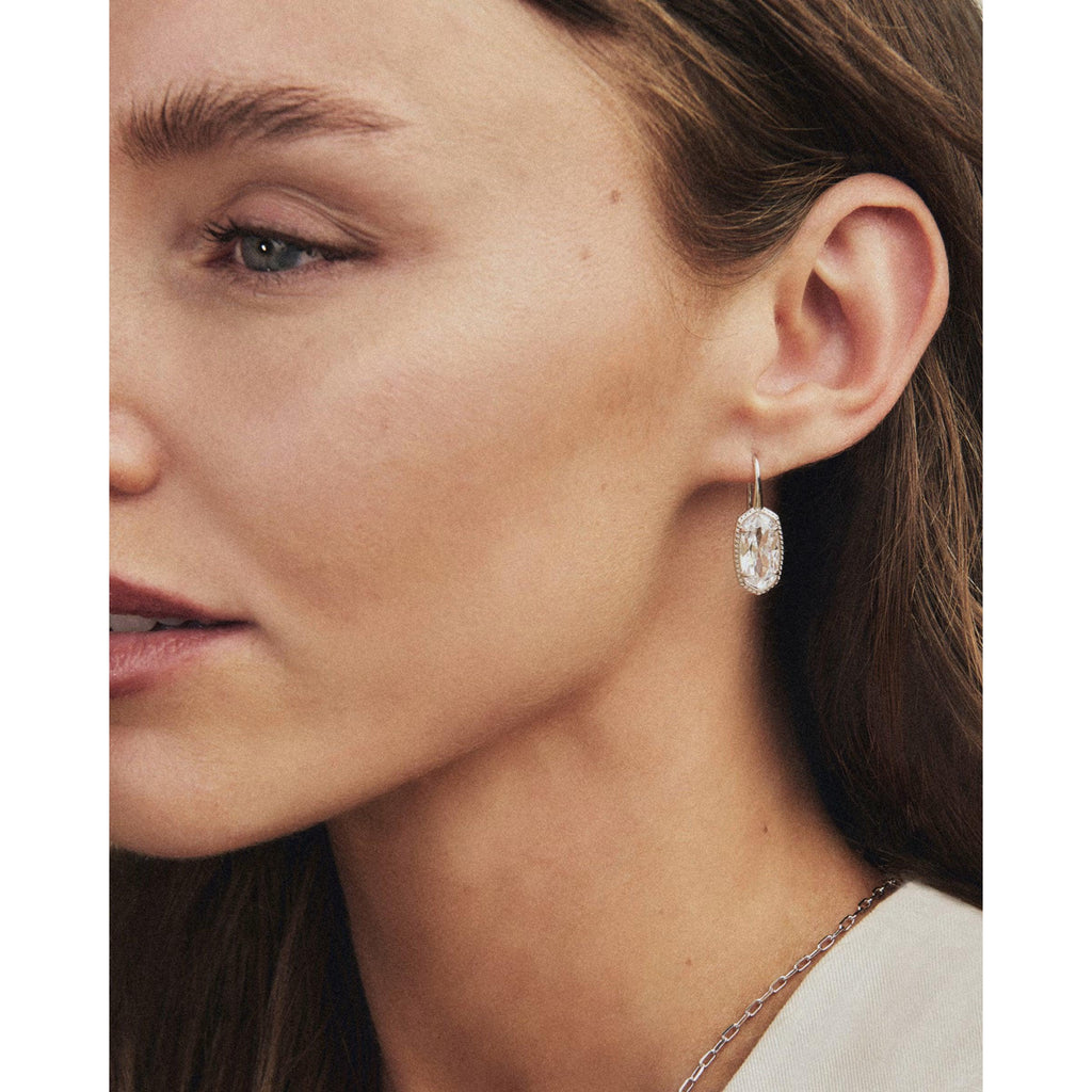 Kendra Scott Lee Luxe Drop Silver Earrings, White CZ