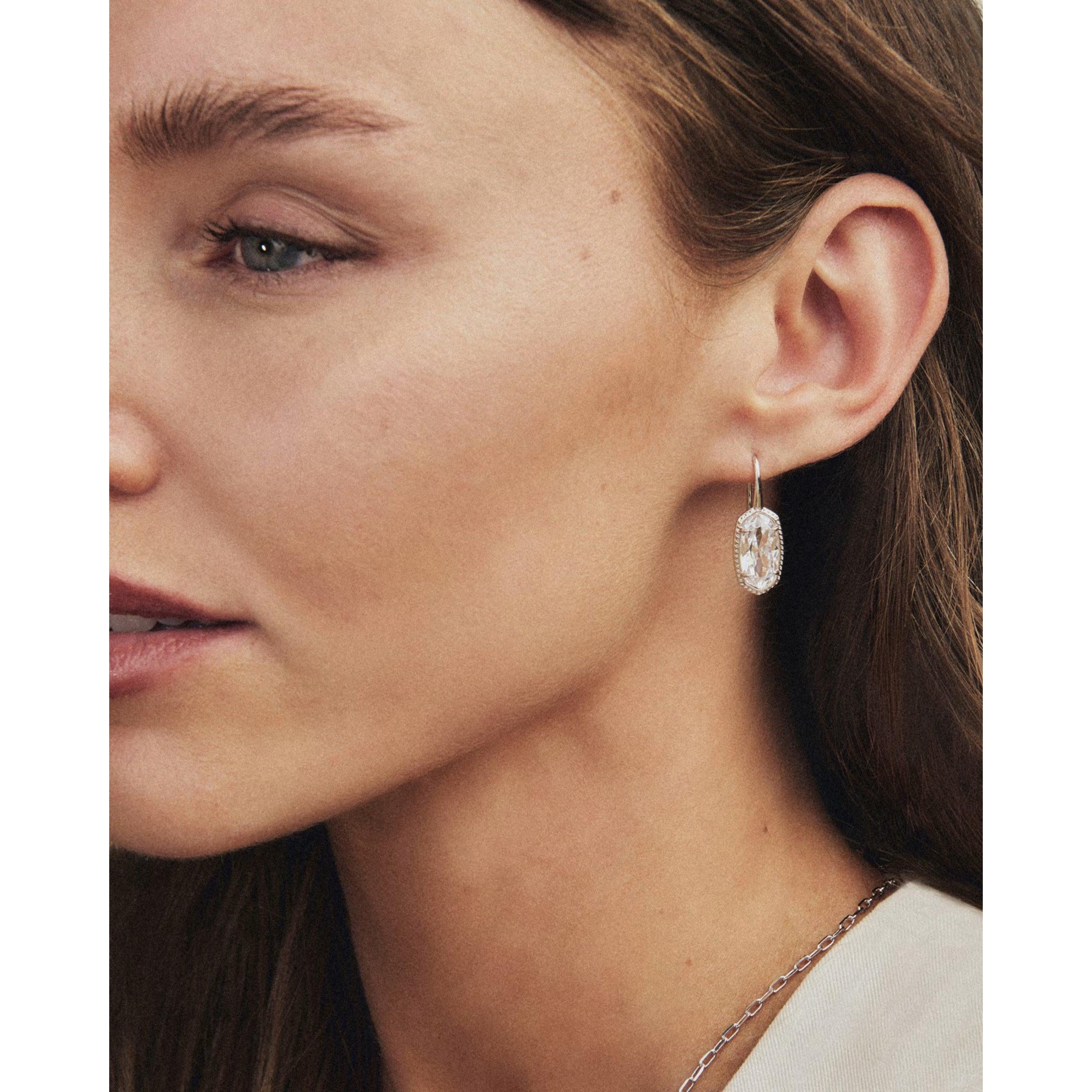 Kendra Scott Lee Luxe Drop Silver Earrings, White CZ