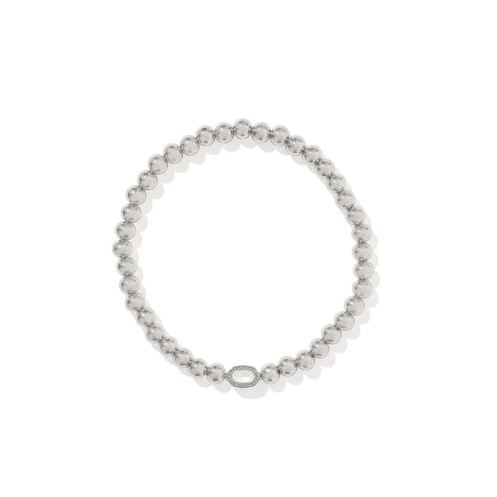 Kendra Scott Mini Elaina Stretch Bracelet, Silver & Mother of Pearl