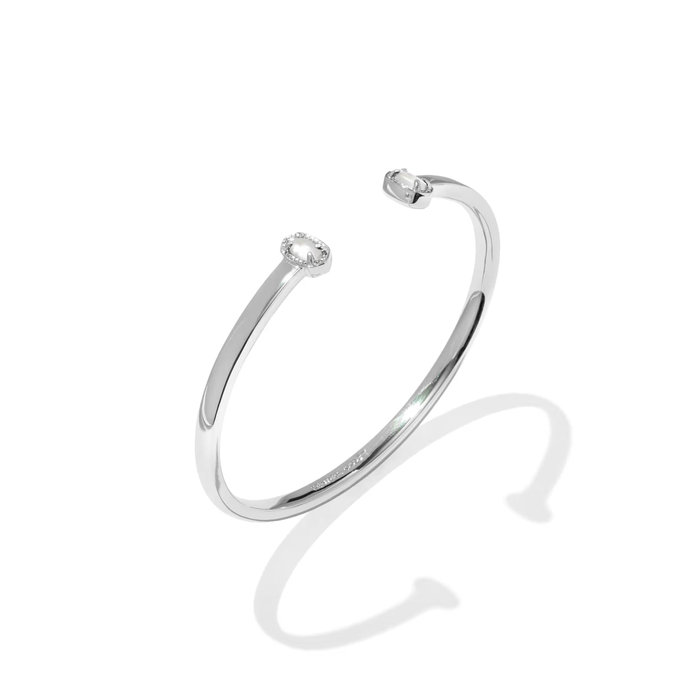 Kendra Scott Mini Elton Cuff Silver Bracelet, Mother of Pearl