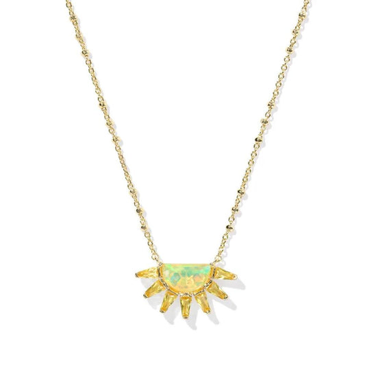 Kendra Scott Samantha Sun Gold Short Necklace - Yellow Opalescent Resin