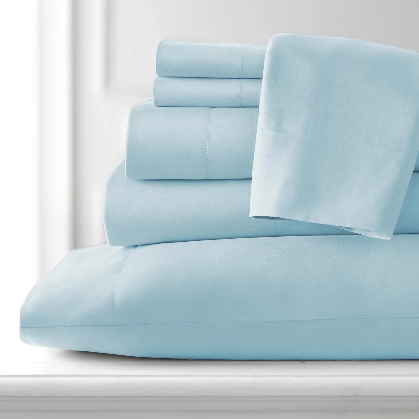 Luxe Microfiber 6 Piece Sheet Set, Light Blue