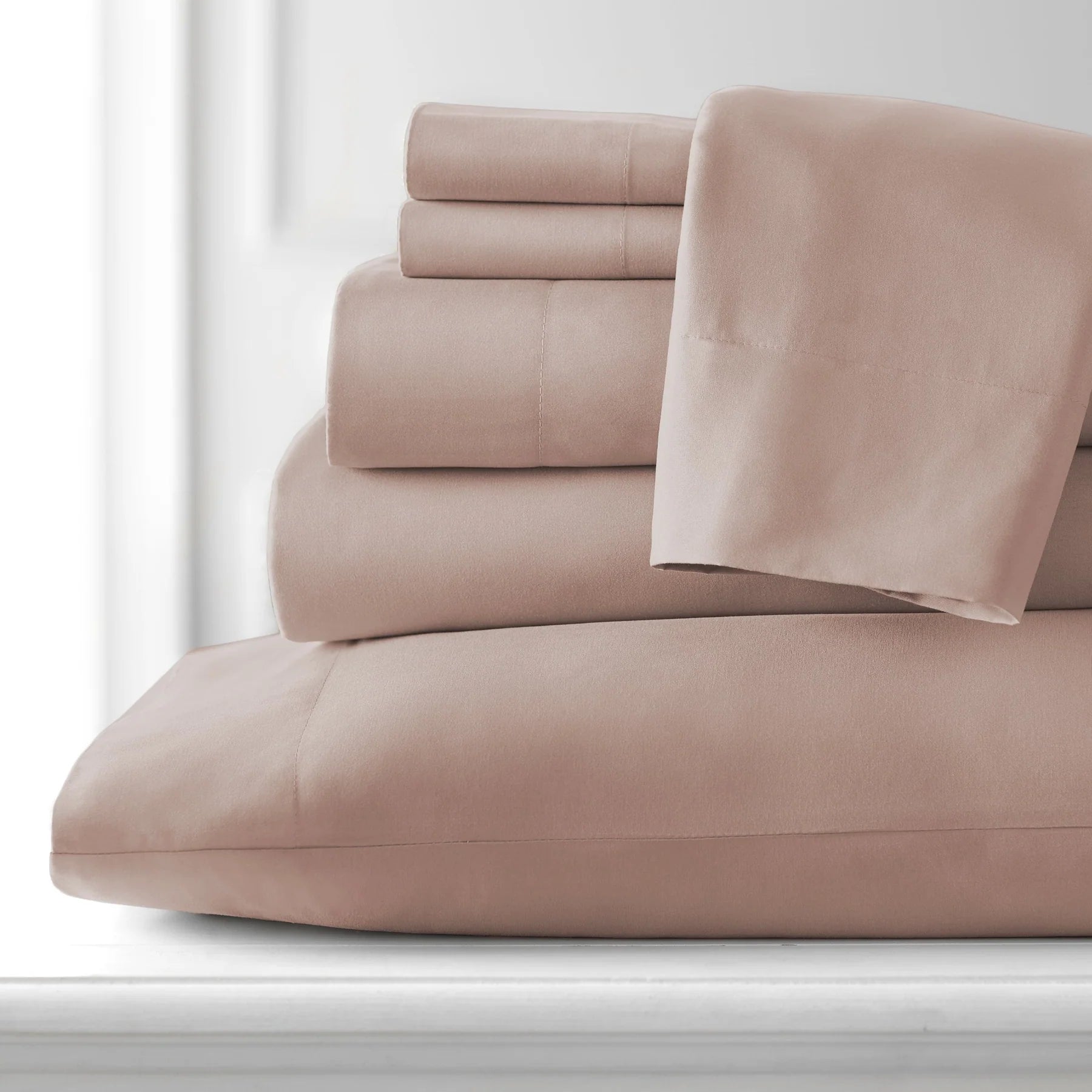 Luxe Microfiber 6 Piece Sheet Set, Mauve