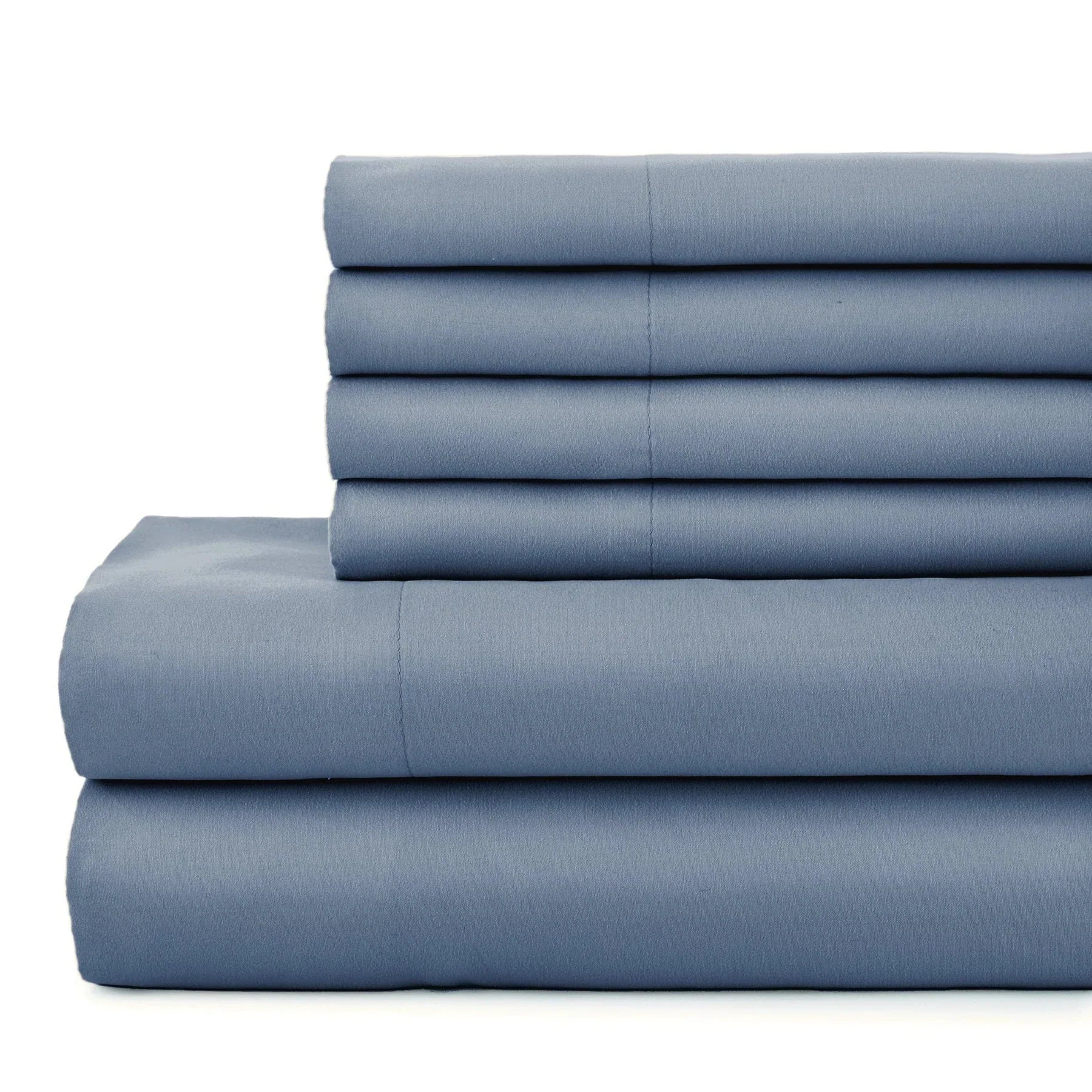 Luxe Microfiber 6 Piece Sheet Set, Steel Blue