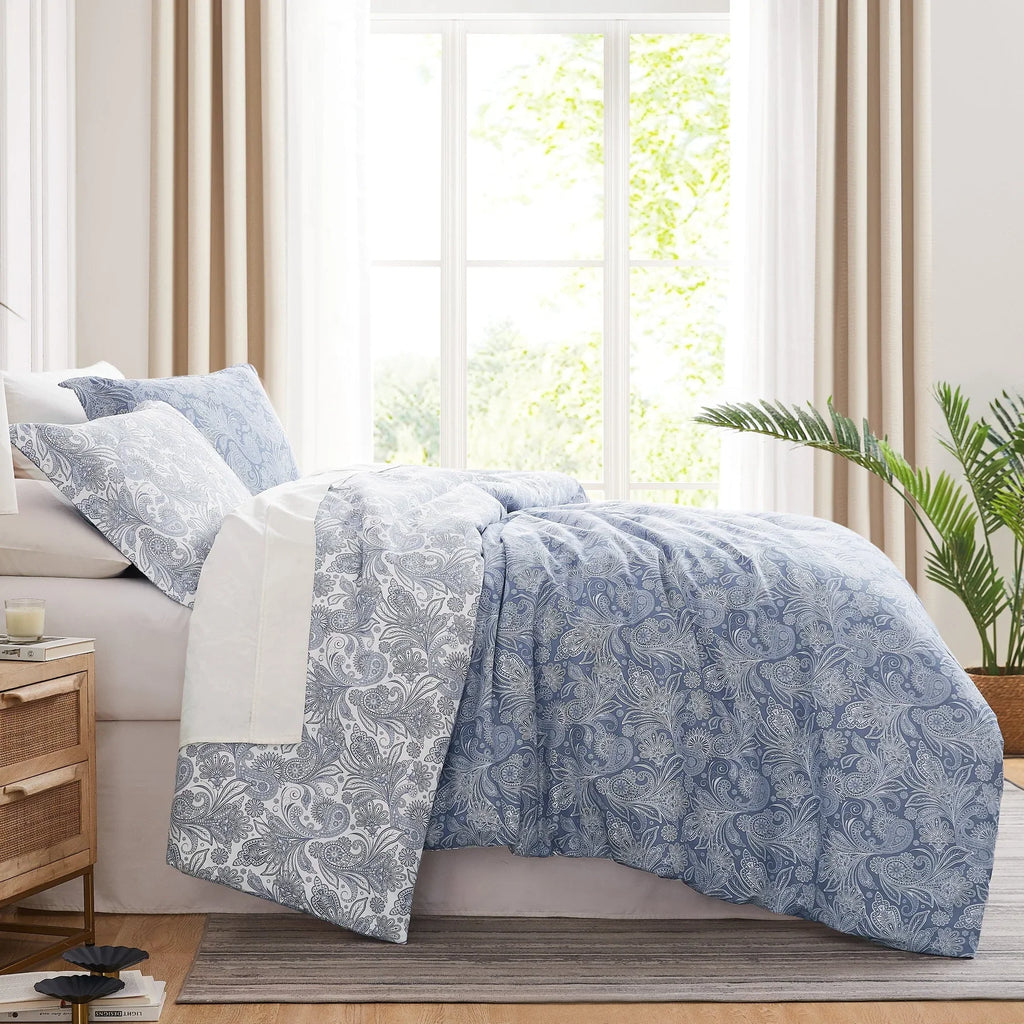 Madeline Reversible Duvet Cover Set, Blue