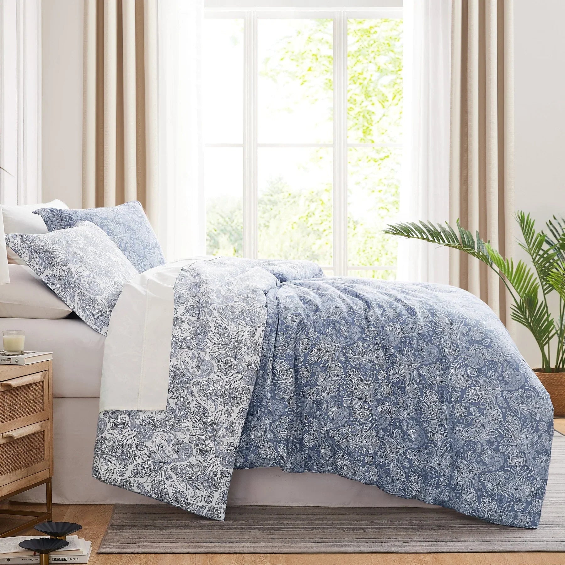 Madeline Reversible Duvet Cover Set, Blue